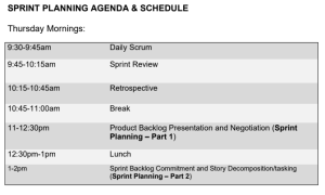 Scrum Events Calendar and Agenda