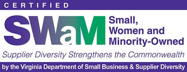 Virginia SWaM certification logo indicating Small, Women-owned, and Minority-owned Business status